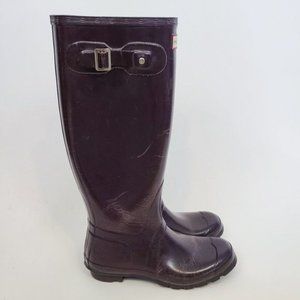 HUNTER Original Gloss Tall Rain Boots Brown Size 8